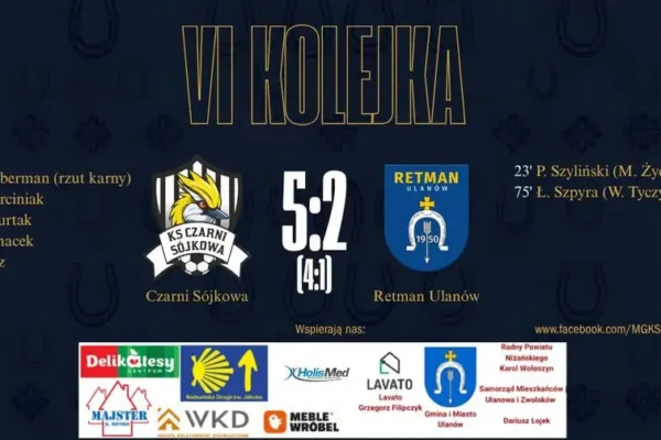 Czarni Sójkowa 5:2 Retman Ulanów – porażka na wyjeździe