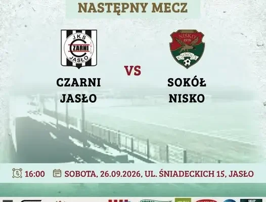 Sokół Nisko zagra na wyjeździe z Czarnymi Jasło w 9. kolejce IV ligi
