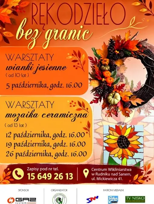 Bezpłatne warsztaty rękodzielnicze w Rudniku nad Sanem – jesienna mozaika i wianki