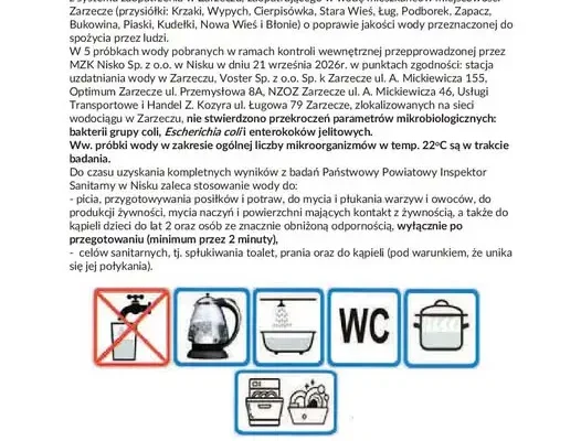 Woda w wodociągu Zarzecze znów bezpieczna. Sanepid wydał nowy komunikat