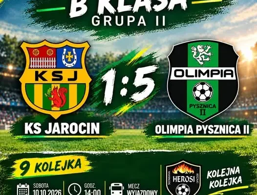 KS Jarocin przegrywa z Olimpią Pysznica II 1:5 – pierwsza porażka bez punktu w tej rundzie