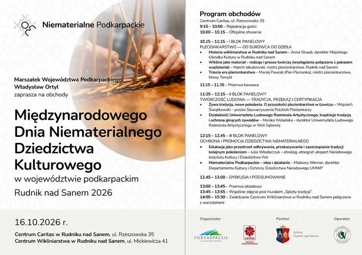 Rudnik nad Sanem zaprasza na III obchody Międzynarodowego Dnia Niematerialnego Dziedzictwa Kulturowego