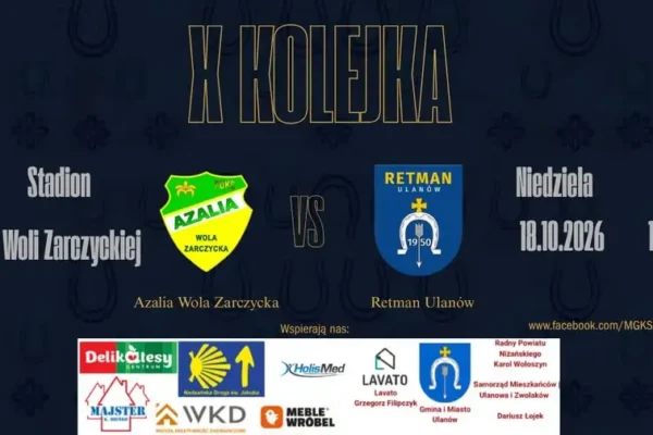 Retman Ulanów zagra w niedzielę z Azalią Wola Zarczycka. Klub liczy na wsparcie kibiców