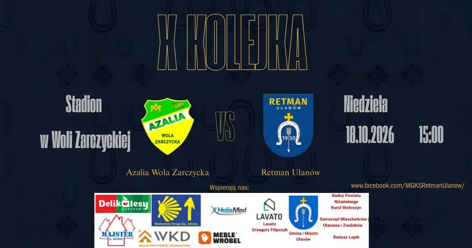 Retman Ulanów zagra w niedzielę z Azalią Wola Zarczycka. Klub liczy na wsparcie kibiców