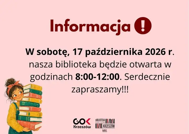 Biblioteka w Krzeszowie otwarta w sobotę 17 października