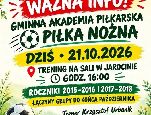 Trening piłkarski w Jarocinie: obie grupy połączone, dziś o 16:00