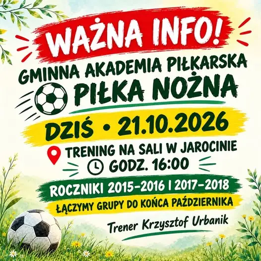 Trening piłkarski w Jarocinie: obie grupy połączone, dziś o 16:00