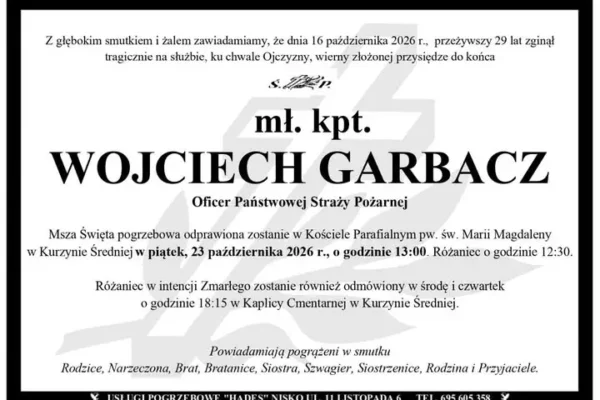 Pożegnanie śp. mł. kpt. Wojciecha Garbacza – strażaka, który zginął na służbie