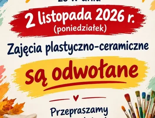 Odwołane zajęcia plastyczno-ceramiczne w GCK Jezowe