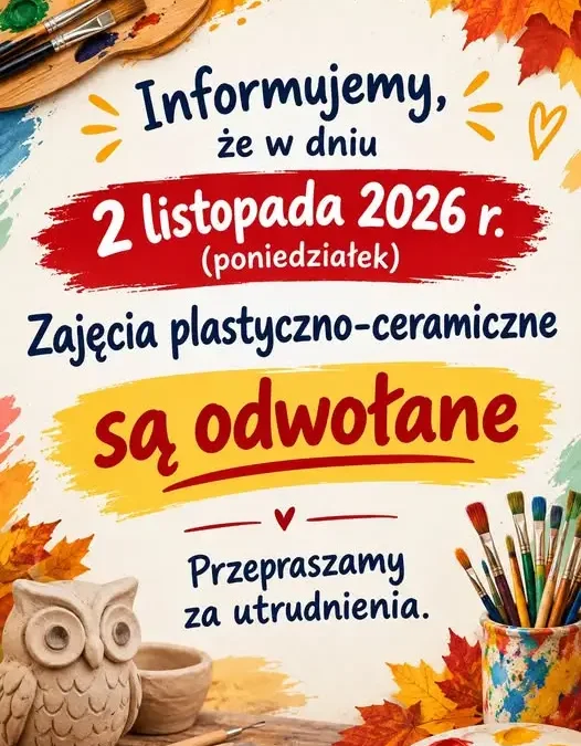 Odwołane zajęcia plastyczno-ceramiczne w GCK Jezowe