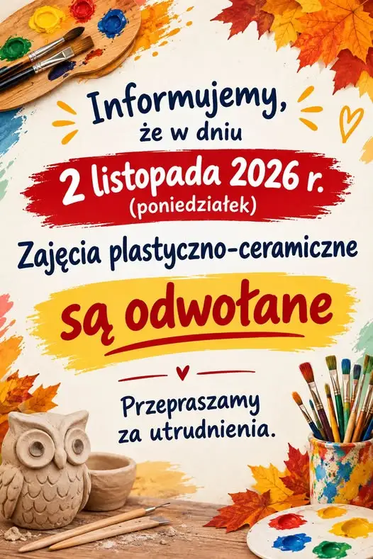 Odwołane zajęcia plastyczno-ceramiczne w GCK Jezowe