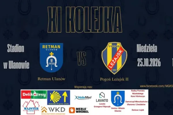 Retman Ulanów podejmuje niepokonaną Pogoń Leżajsk II w hitowym starciu Klasy A