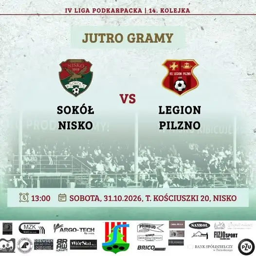 Sokół Nisko podejmuje Legion Pilzno w 14. kolejce IV ligi podkarpackiej