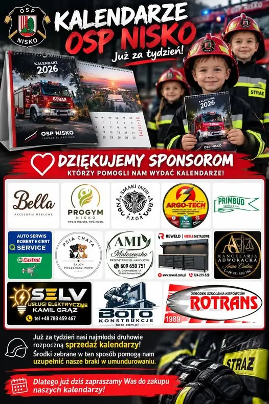 OSP Nisko dziękuje sponsorom. 400 kalendarzy trafi do sprzedaży