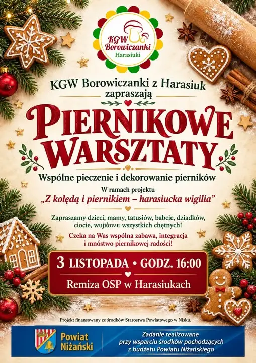 Piernikowe warsztaty w Harasiukach – wspólne pieczenie z KGW Borowiczanki
